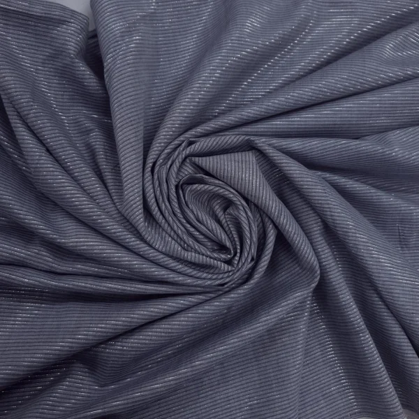 STRIPED COTTON VOILE LUREX DETAIL GREY