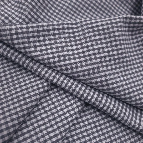 POLYCOTTON SHIRTING GINGHAM GREY