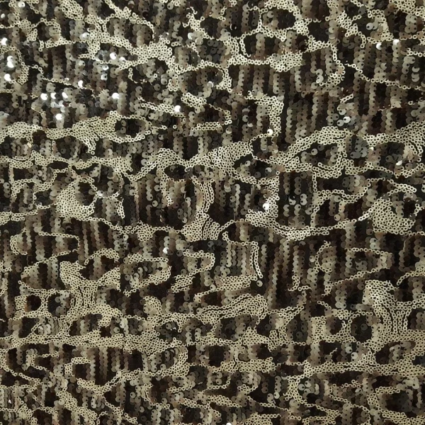 TWO TONE FULL SEQUINS MESH BROWN AND STONE