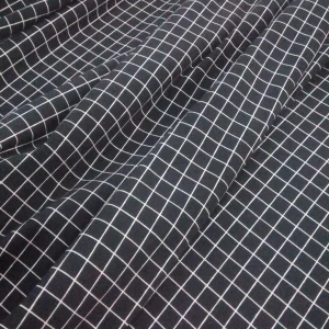 PRINTED STETCH BENGALINE CHECK BLACK