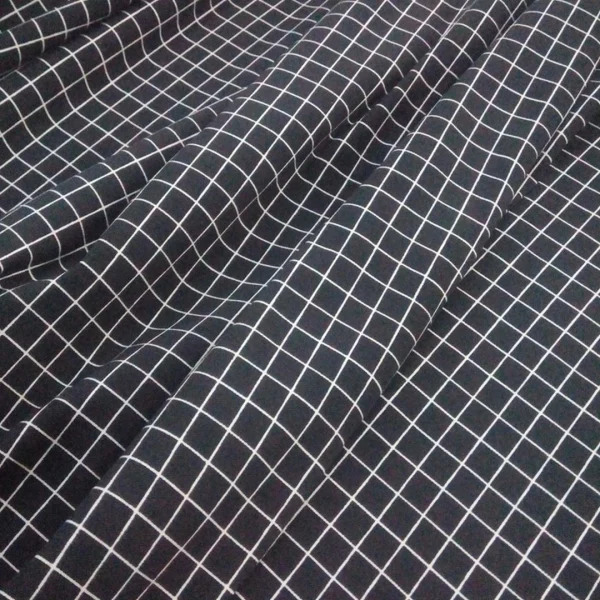 PRINTED STETCH BENGALINE CHECK BLACK