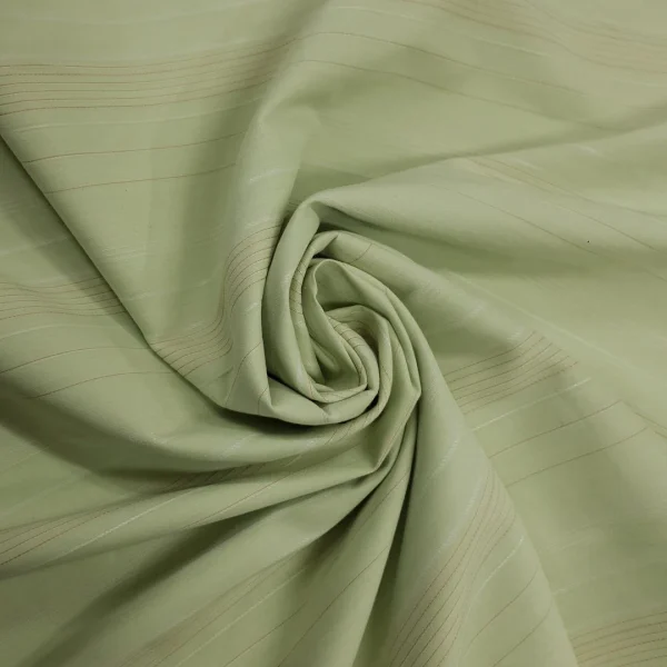 COTTON SATEEN SPANDEX EMBROIDERED STRIPE MINT GREEN