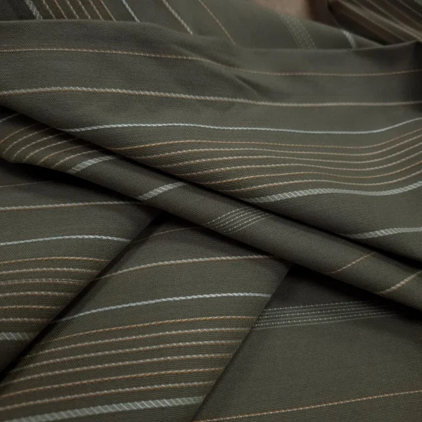 COTTON SATEEN SPANDEX EMBROIDERED STRIPE ARMY GREEN