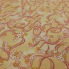 PRINTED RAYON COTTON LINEN SWIRLED LEMON YELLOW AND PINK