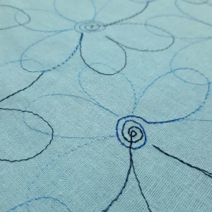 RAYON COTTON LINEN WITH EMBROIDERED DETAILS POWDER BLUE