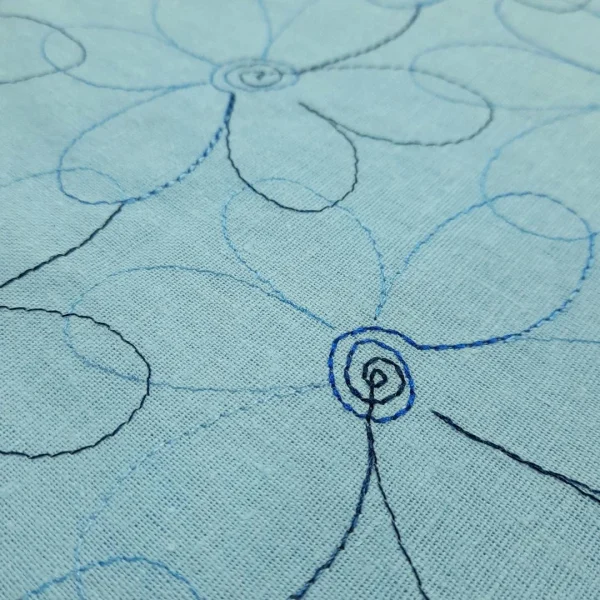 RAYON COTTON LINEN WITH EMBROIDERED DETAILS POWDER BLUE