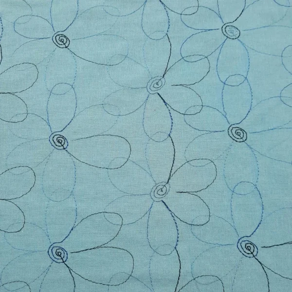 RAYON COTTON LINEN WITH EMBROIDERED DETAILS POWDER BLUE