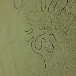 RAYON COTTON LINEN WITH FLORAL EMBROIDERY DETAIL PUTTY