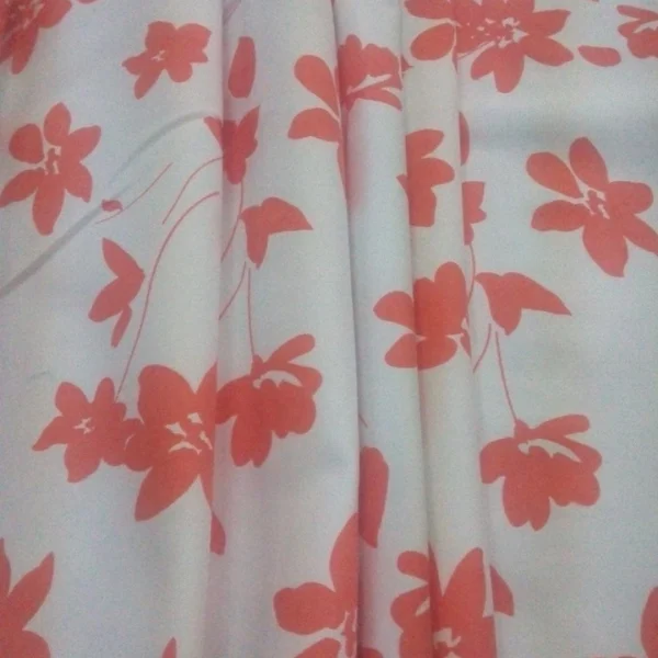 PRINTED STRETCH TWILL FLORAL ORANGE
