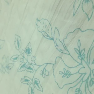 PRINTED CRUSHED COTTON VOILE FLORAL FOIL DETAIL WHITE JADE
