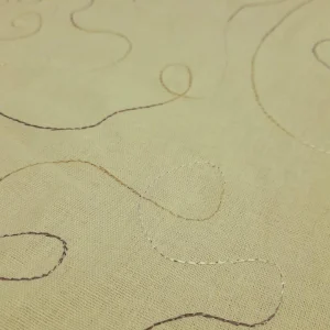 RAYON COTTON LINEN WITH FLORAL EMBROIDERY DETAIL KHAKI BEIGE