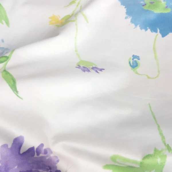 PRINTED COTTON SATEEN SPANDEX FLORAL SPLATTER WHITE