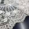 BORDER CORDED APPLIQUE LACE WITH 3D FLOWERS IVORY WHITE