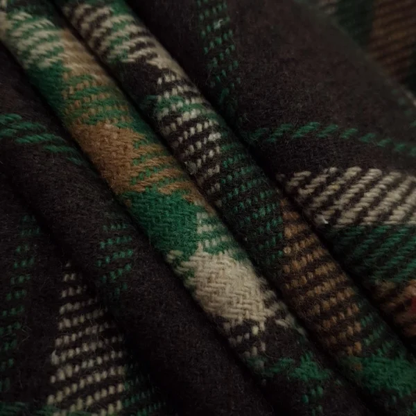ACRYLIC TWEED CHECK GREEN n BROWN