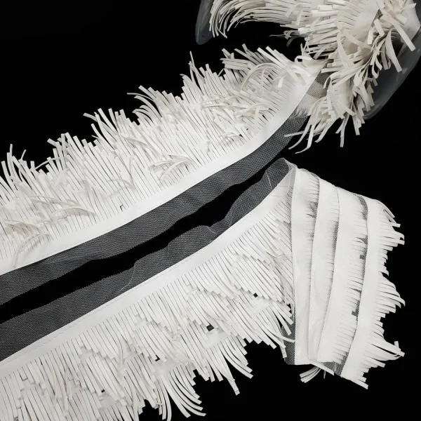 BRAID LEATHER FRINGE WHT