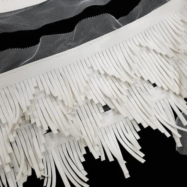 BRAID LEATHER FRINGE WHT