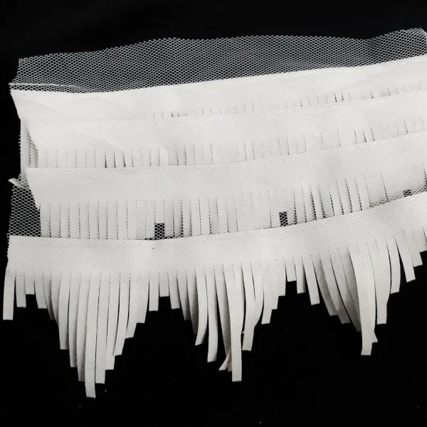 BRAID LEATHER FRINGE WHT