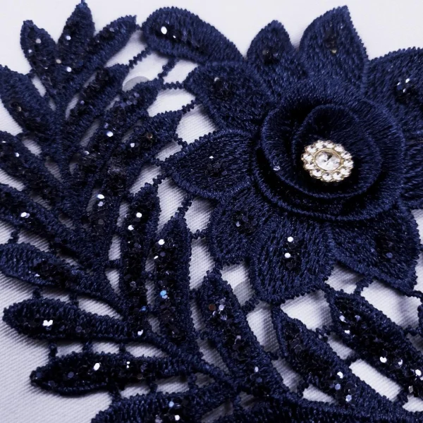 BRIDAL TRIM 15CM NAVY