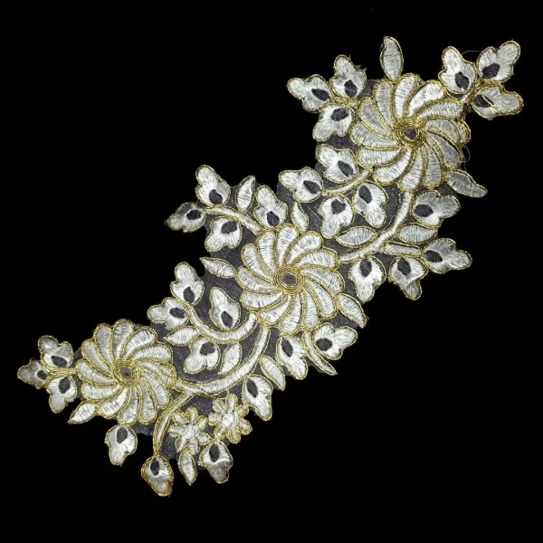 BM4A-1.webp BRIDAL MOTIFF WHT EMBORIDERED 3FLO- GOLD CORDED