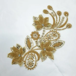 BEADED MOTIFF EMBROIDERED BRIDAL GOLD