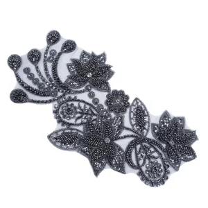 BEADED MOTIFF EMBROIDERED BRIDAL GREY