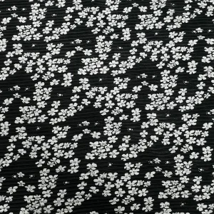 PRINTED BORDRE SMALL FLORAL  BLACK AND WHITE (J602)