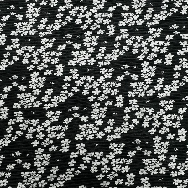 PRINTED BORDRE SMALL FLORAL  BLACK AND WHITE (J602)