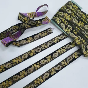 BRAID BROCADE BLACK,GOLD AND LILAC