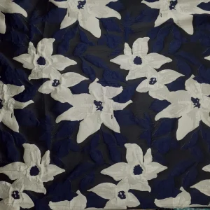 BROCADE 3D FLORAL DAISY NAVY and BLACK