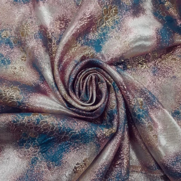 BROCADE 3D BOTANICAL1 MAUVE TEAL n GOLD