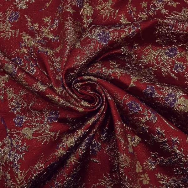 BROCADE 3D FLORAL DAISY DES C RED