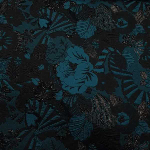 BROCADE PARIS (3D) ROSE1 DES E TEAL and BLACK