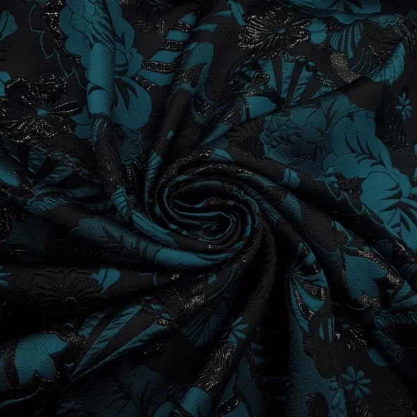 BROCADE PARIS (3D) ROSE1 DES E TEAL and BLACK