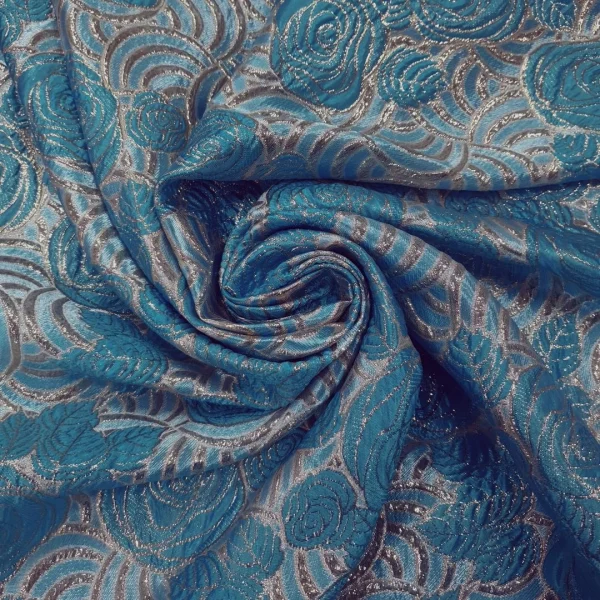 BROCADE  ROSE FLORAL TURQ
