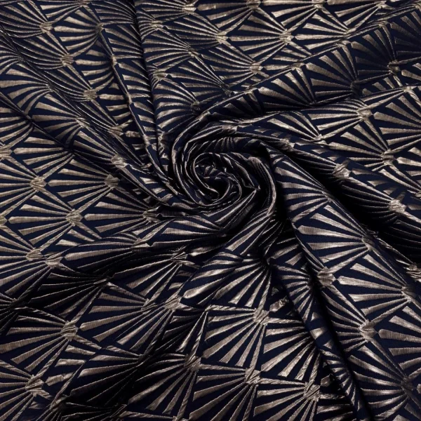 BROCADE 3D SPARKLE STAR GEOMETRIC NAVY n GOLD