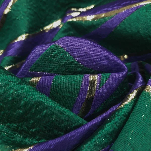 BROCADE 3D METALLIC SWIRL GRN and PURPLE
