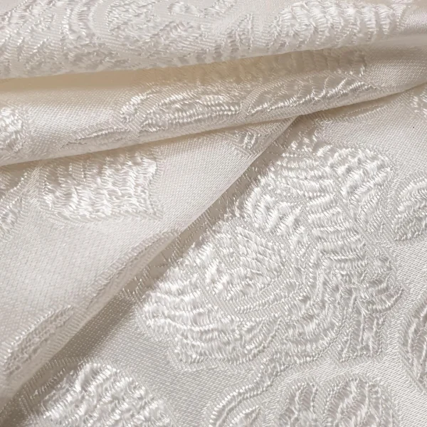 BROCADE PUFF EMBOSSING IVORY4 FLORAL DESIGN