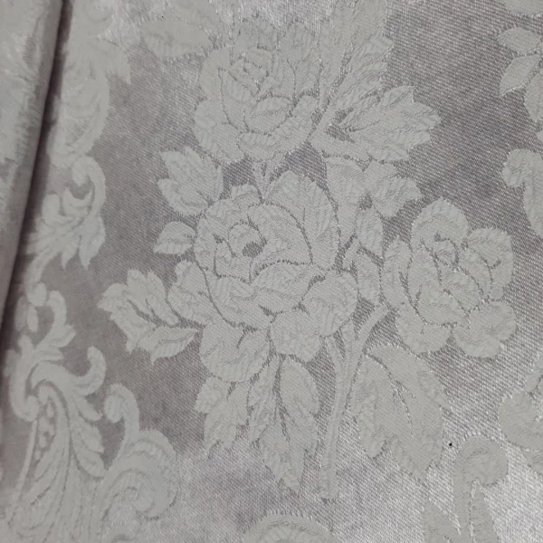 BROCADE  MTLC STRIPE FLORAL WHITE