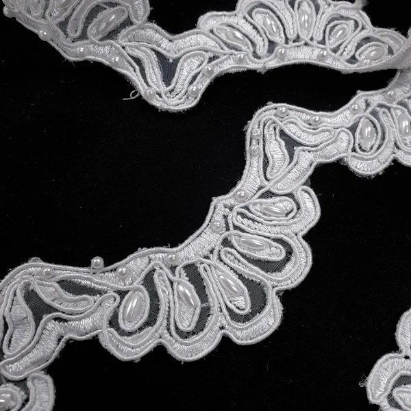 DUAL EDGE BRIDAL CORDED LACE WHITE