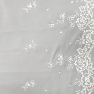 CHIFFON BORDER EMBROIDERY WHT