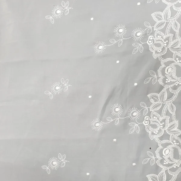 CHIFFON BORDER EMBROIDERY WHT