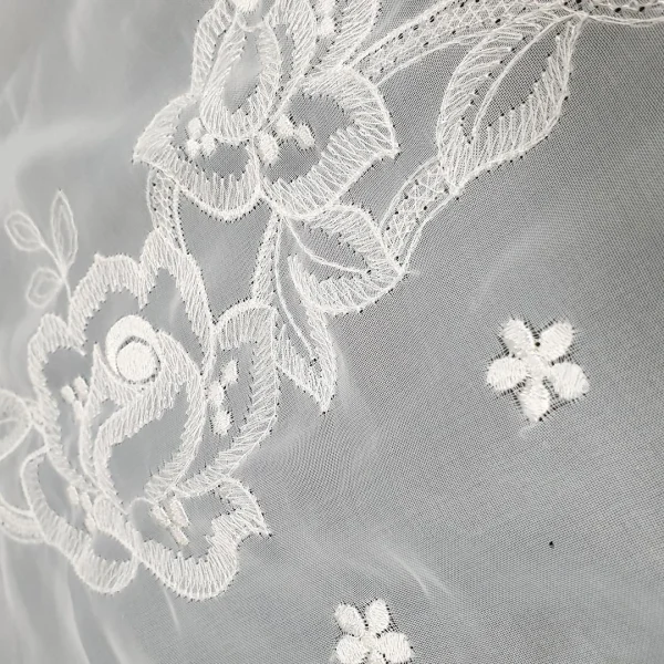 CHIFFON BORDER EMBROIDERY WHT
