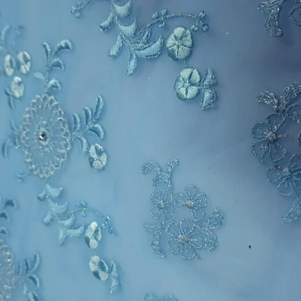 CHIFFON EMBROIDERY TURQ