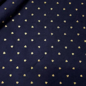 METALLIC CORDUROY STRETCH HEART NAVY and GOLD