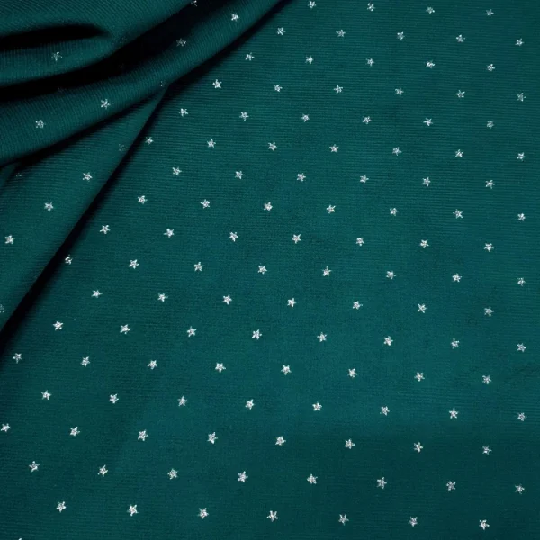 METALLIC CORDUROY STRETCH STAR JADE GREEN
