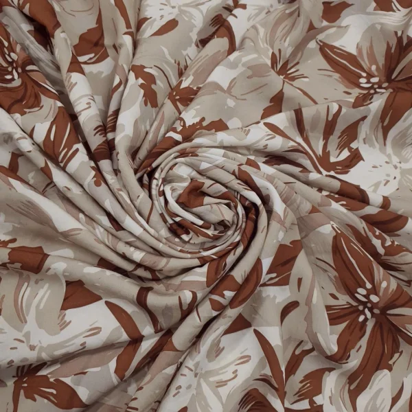 PRINTED CREPE AIR-FLOW  FLORAL BROWN BEIGE