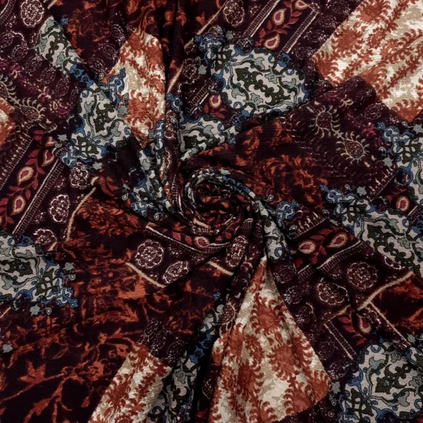 CREPE PRINTED BUBBLE PAISLEY BROWN