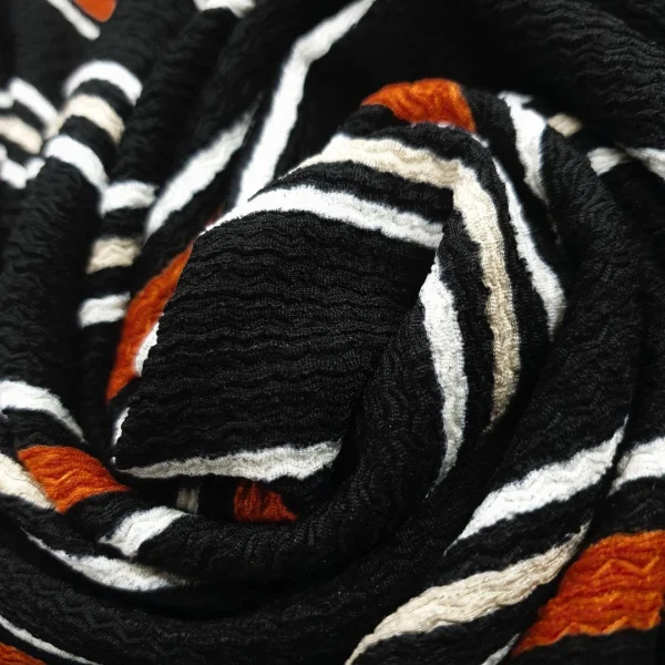 CREPE PRINTED BUBBLE STRIPE BLACK