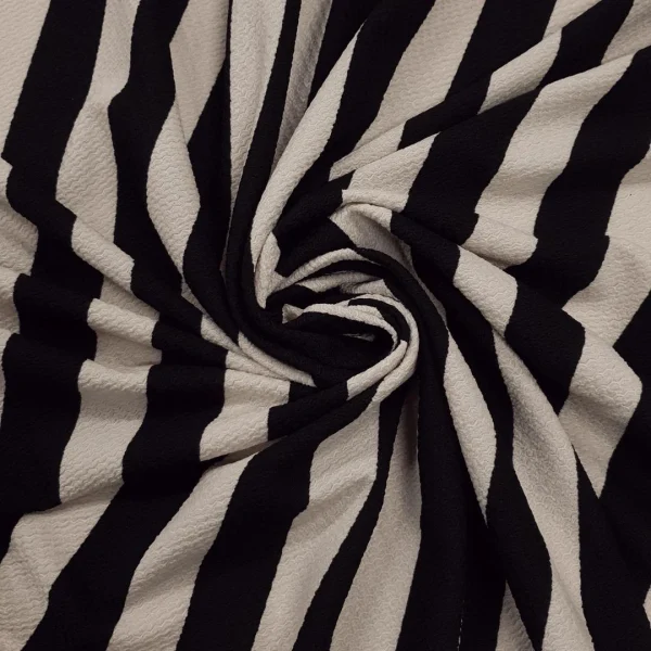CREPE PRINTED BUBBLE STRIPE BLACK n CREAM
