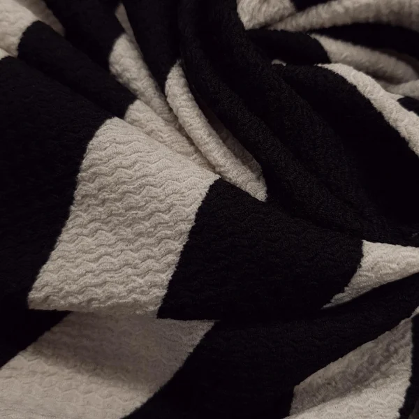 CREPE PRINTED BUBBLE STRIPE BLACK n CREAM